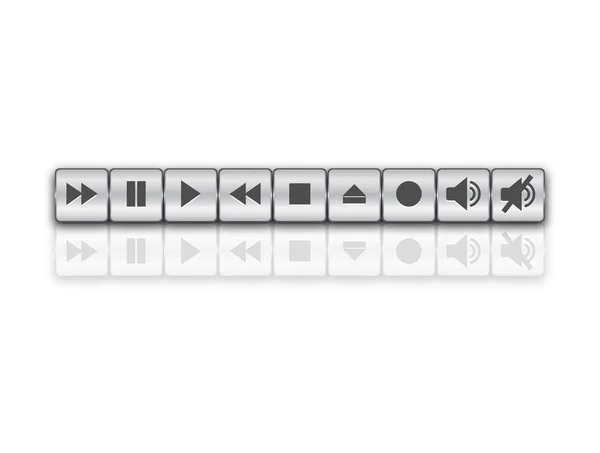 Chrome media player button set — Stock Photo, Image
