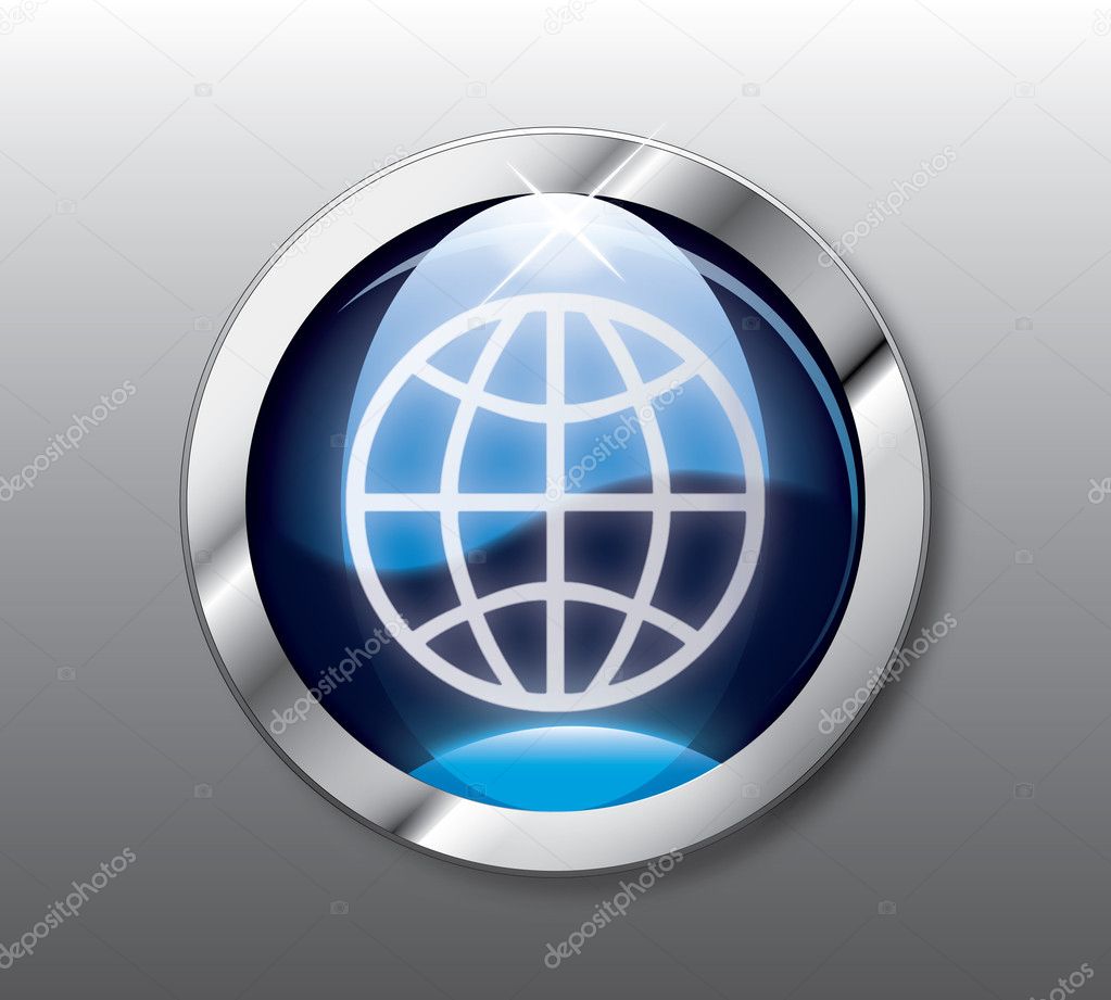 Blue globe button