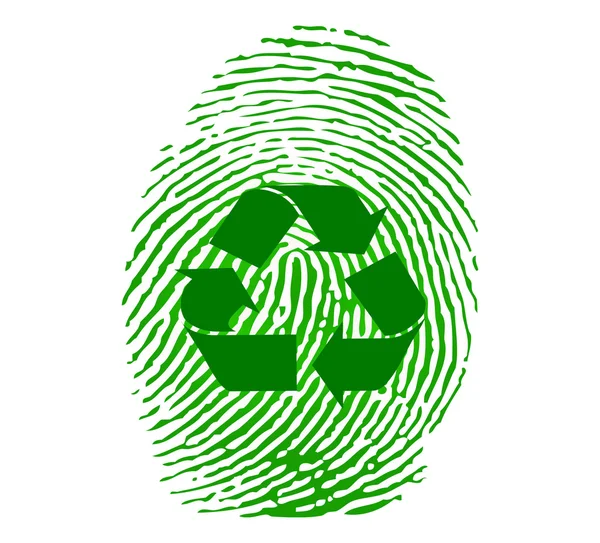 Grüner recycelter Fingerabdruck — Stockfoto