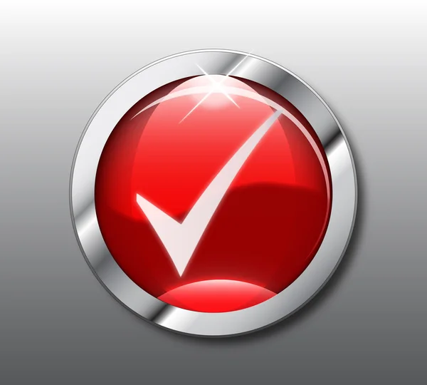 赤チェック ボタン — ストック写真