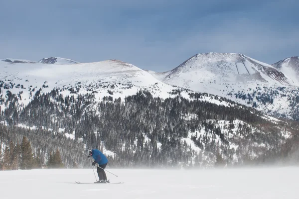 Sinle skiër — Stockfoto