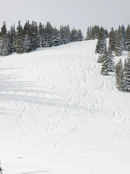 Verse ski track op berghelling — Stockfoto