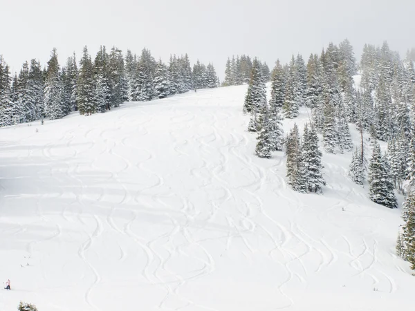 Fresh ski track on mountain side — Stock Photo, Image
