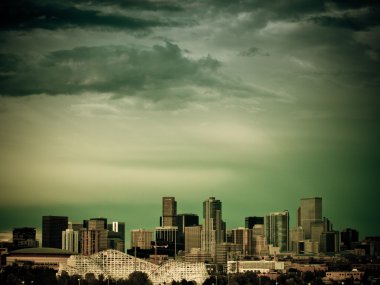 Mile High City of Denver by night clipart