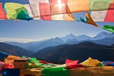 Prayer Flag and Distant mountain clipart