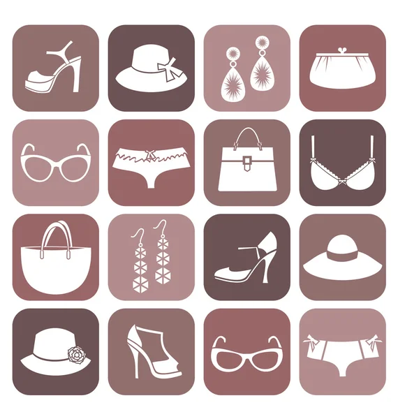 Set de iconos de artículos de moda — Archivo Imágenes Vectoriales