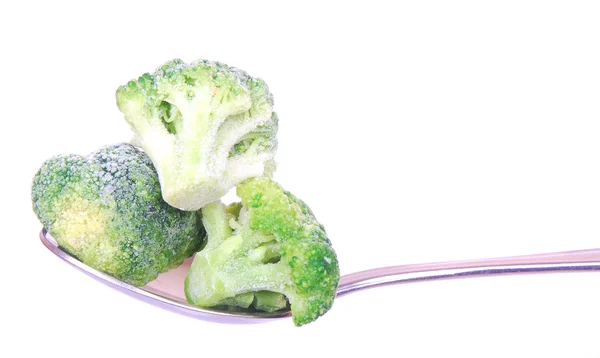 Broccoli på sked — Stockfoto