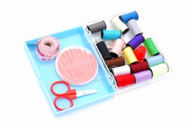 Sewing kit in box clipart