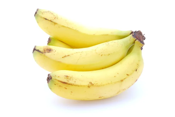 A big bunch of freshly picked African yellow bananas. Image isolated on whi — Stock Photo, Image