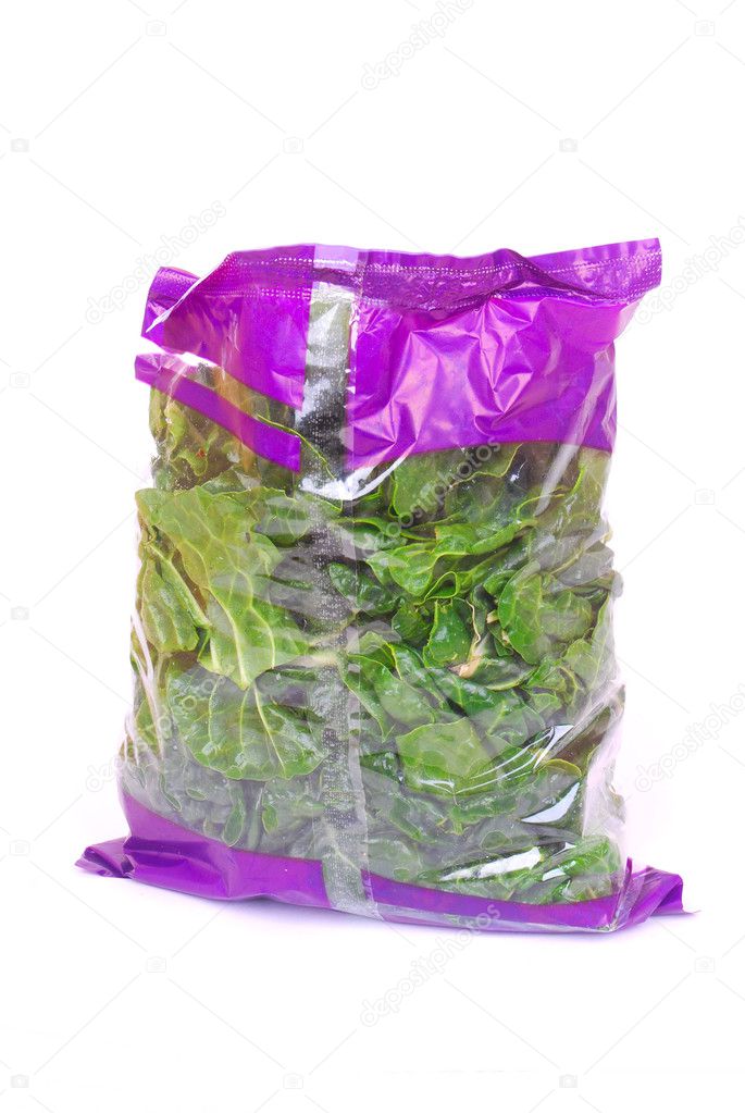 Bag of shredded spinach