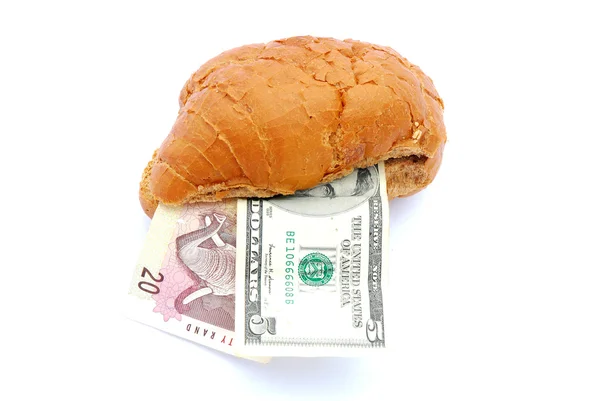 Bread and money — Stock Photo, Image