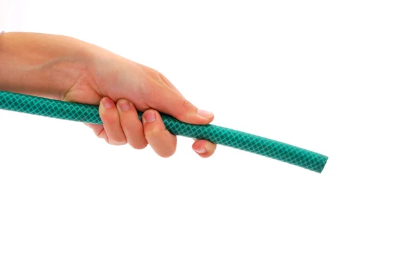 Mano con tubo flessibile — Foto Stock