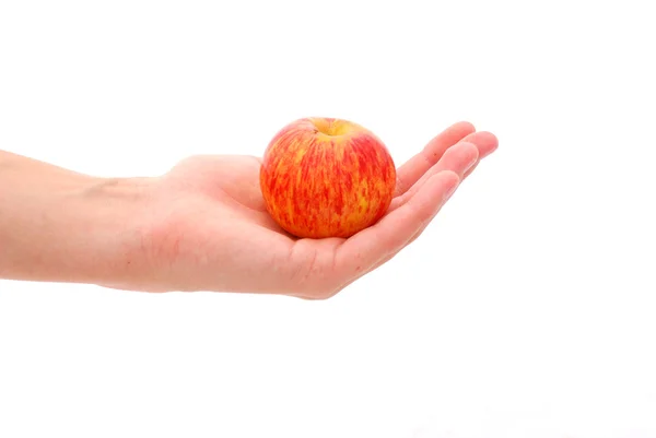 Ruka s červené jablko — Stock fotografie