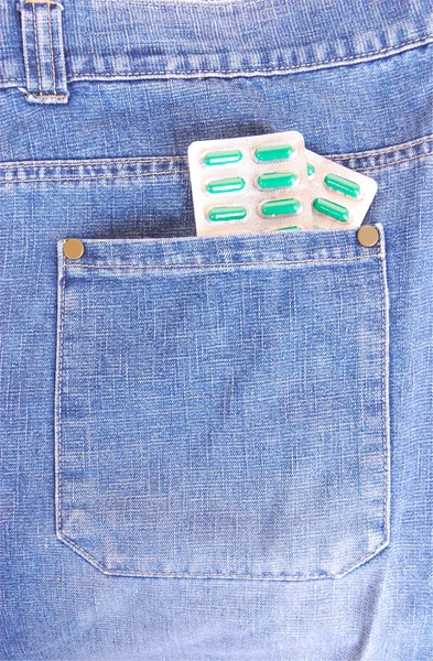 Таблетки в кармане — стоковое фото