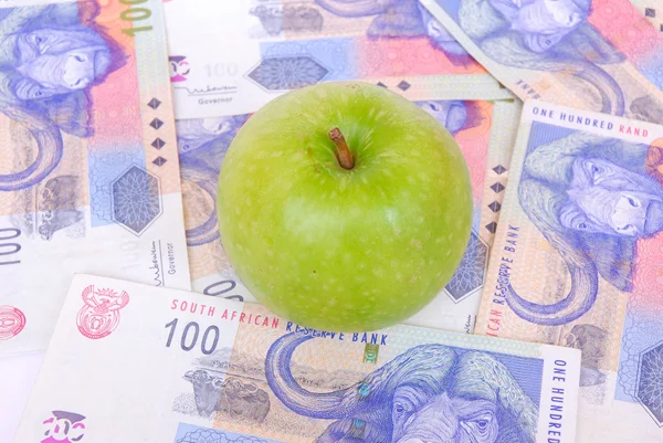 Apple on South African Rands — Stock Photo, Image