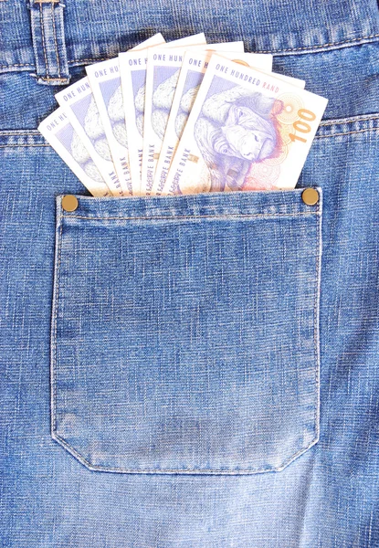 Rands money in pocket — Stock Photo, Image