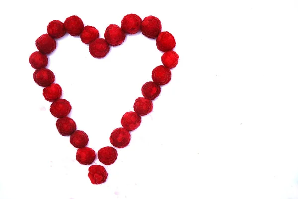 Valentines raspberry heart — Zdjęcie stockowe