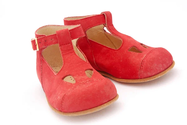 Červená dětská obuv — Stock fotografie