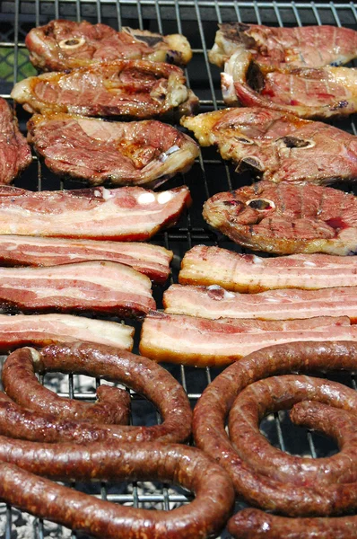Carne de churrasco na grelha — Fotografia de Stock