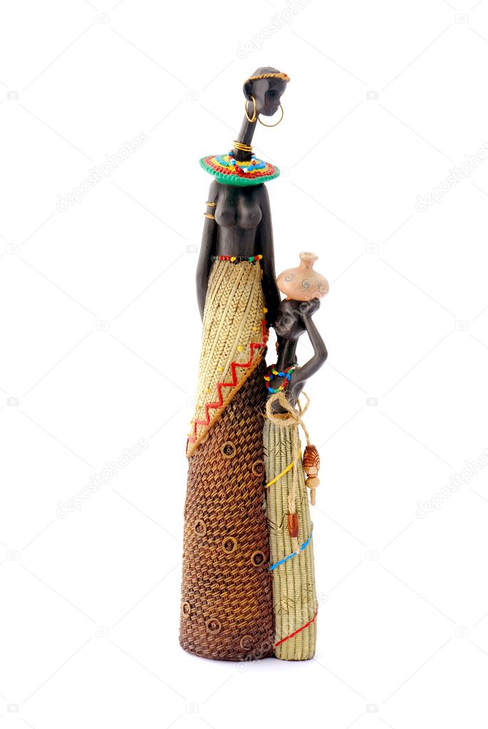 African mother and child statue