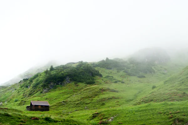 Dom w alpejska łąka — Zdjęcie stockowe