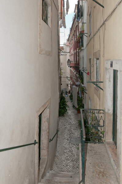Old narrow street in Lisbon