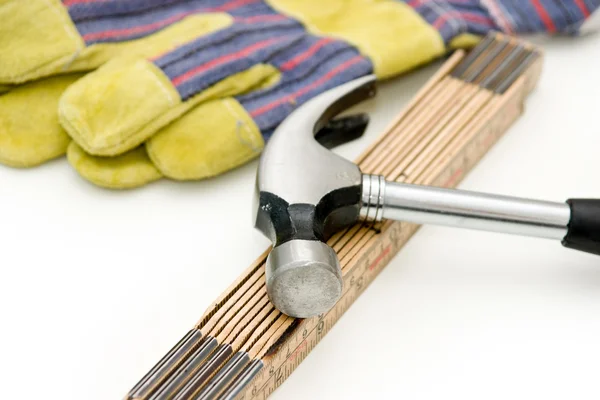 Hammer and gloves — Stock Photo, Image