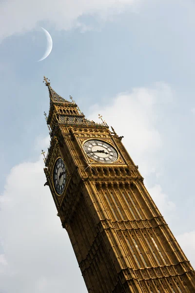Big Ben with moon — Stock Photo, Image