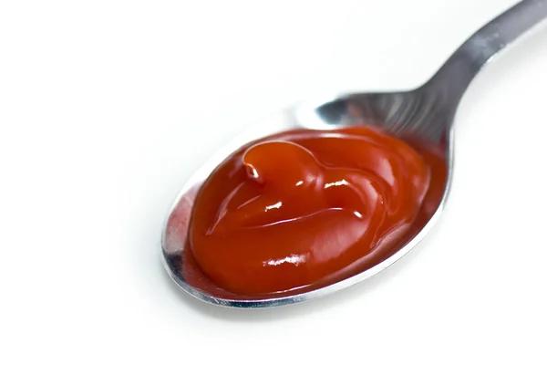 Cucchiaio con ketchup — Foto Stock