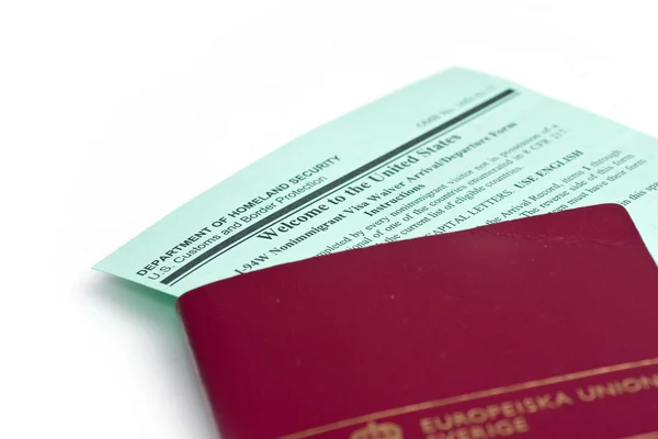 America, carta, ingresso, modulo, verde, isolato, passaporto, bianco — Foto Stock