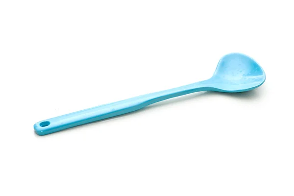 Blue plastic spoon — Stock Photo, Image