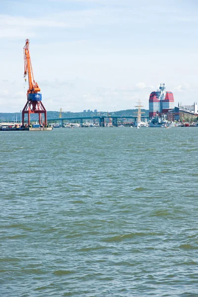 stock image Cranes in the shipyard in the port of Gothenburg (Goteborg)