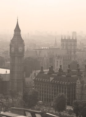Aerial view of Big Ben in sepia colors clipart