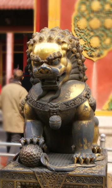stock image Close up golden chinese's lion guard