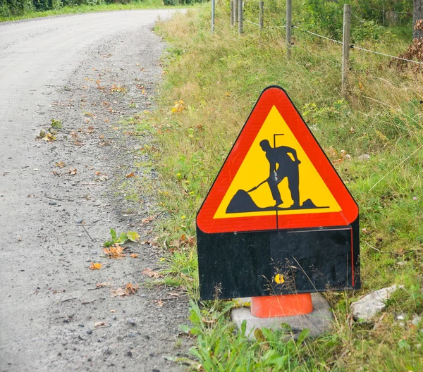 stock image Swedish road work sign