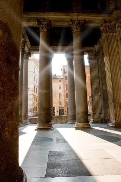 Pantheon pillars with sun rays — Stock Photo, Image