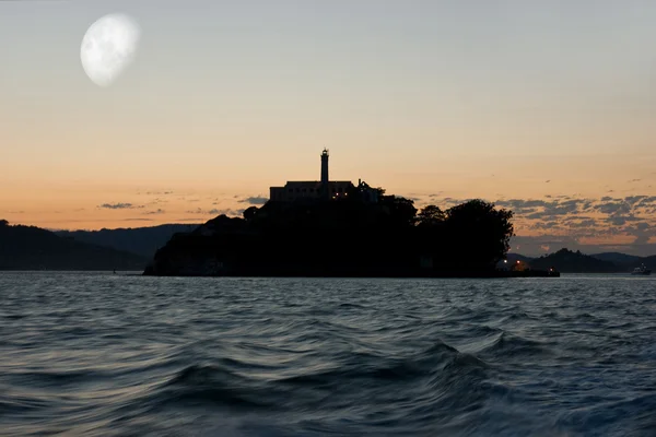 Silhouette dell'isola di Alcatraz — Foto Stock