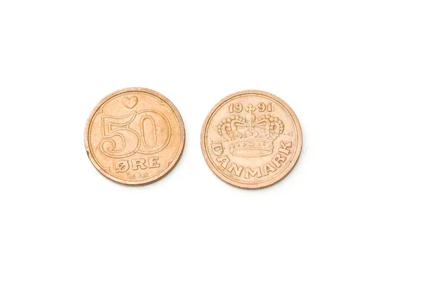 Deense vijftig erts munten — Stockfoto