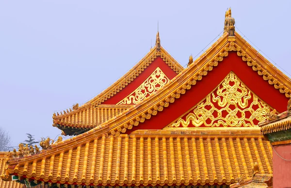 Yellow rooftops inside forbidden city Beijing — Stock Photo, Image