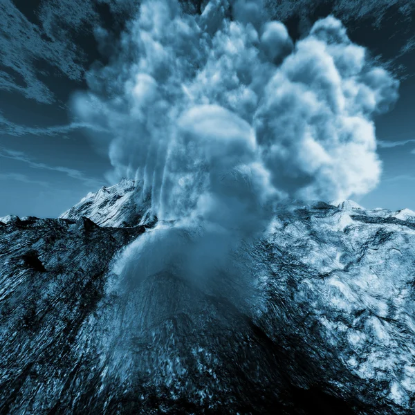 Erupção vulcânica à noite — Fotografia de Stock