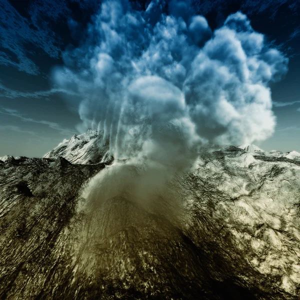 Éruption volcanique la nuit — Photo
