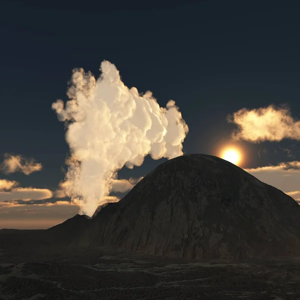Erupção vulcânica com muitos relâmpagos — Fotografia de Stock