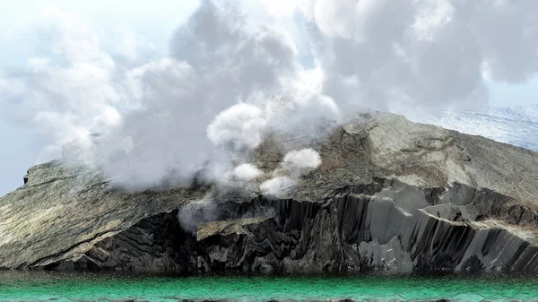 Vulkansk utbrudd på øya – stockfoto