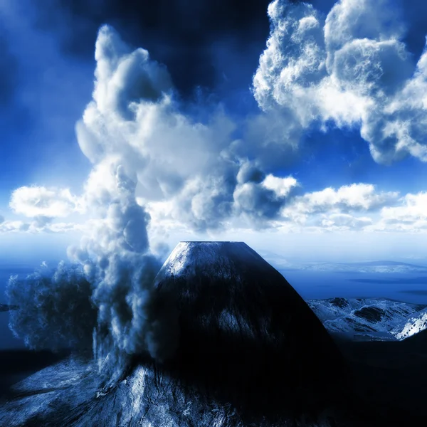 Vulkánkitörés éjjel — Stock Fotó