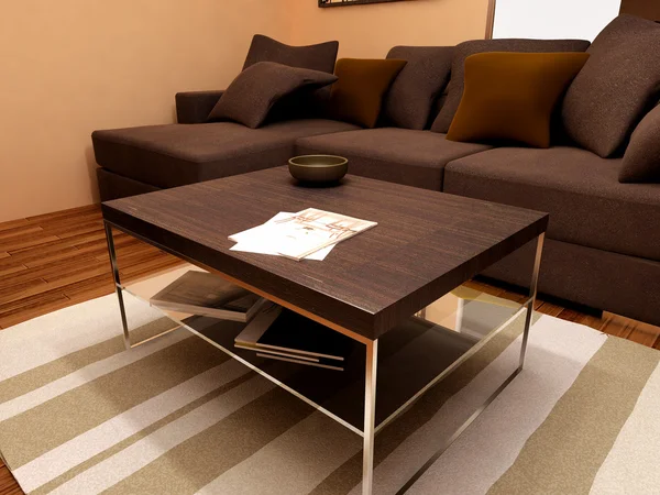 Modern, világos nappali szoba szófával — Stock Fotó