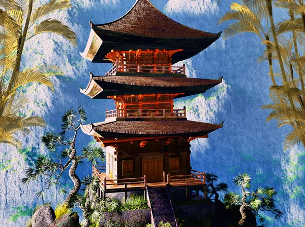 Buddhist temple in mountains — Stock Photo, Image