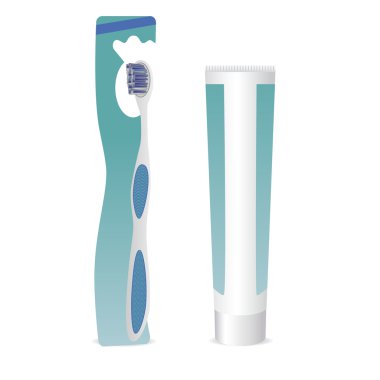 Toothbrush and toothpaste set. Vector Illustration clipart