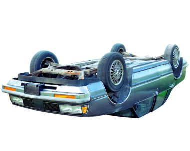 Upsidedown car clipart