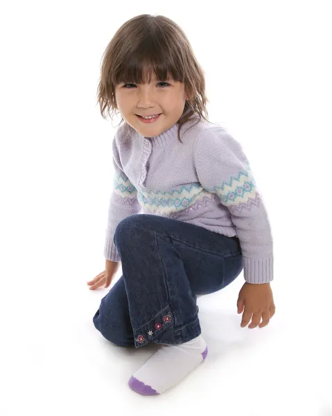 Kind auf weißem Hintergrund — Stockfoto
