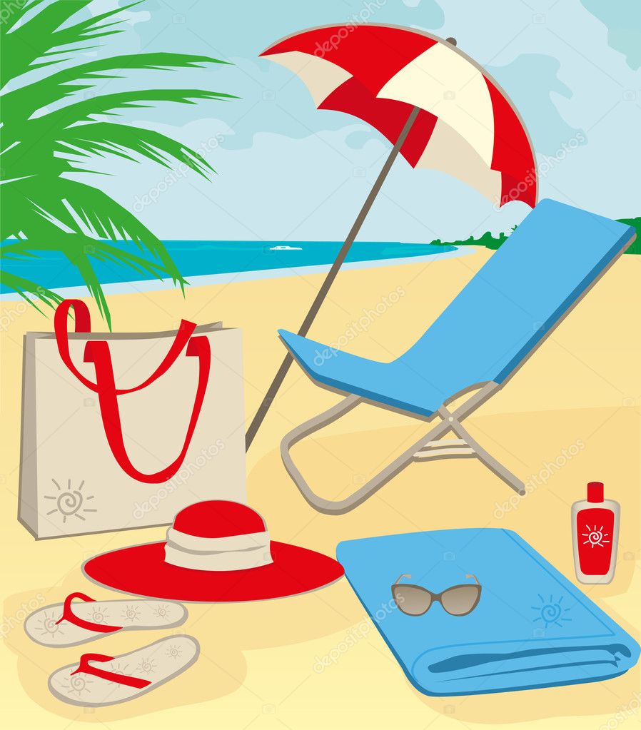 Beach stuff — Stock Vector © Chistoprudnaya #6293505